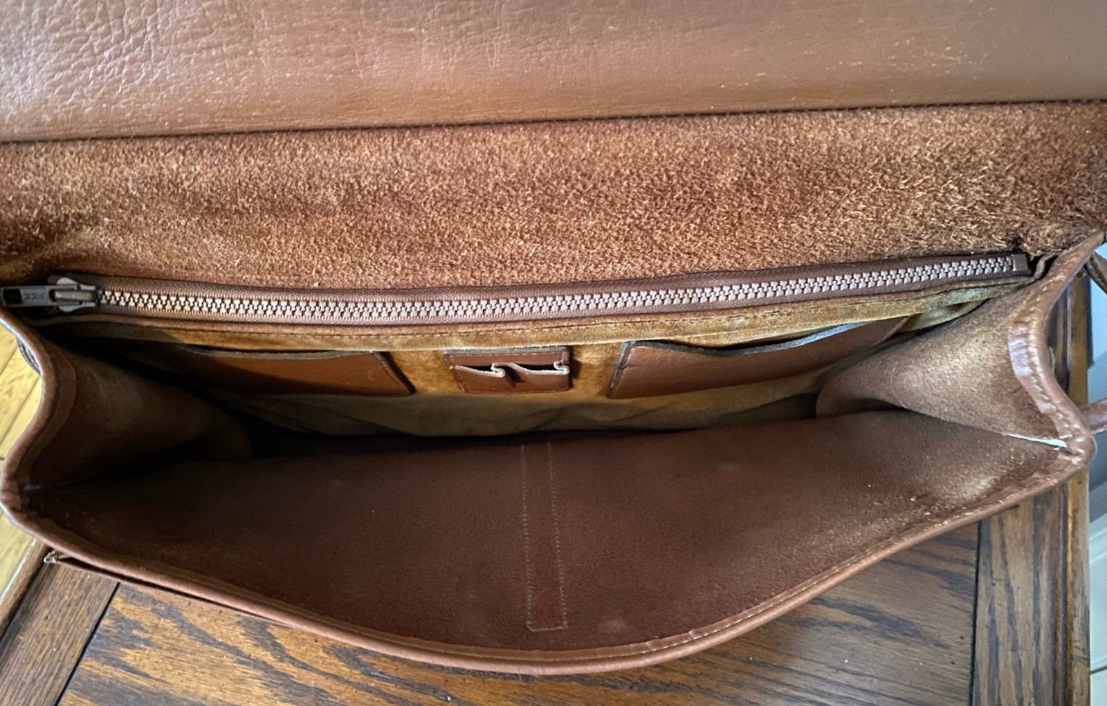 Jack Georges Leather Messenger Brief Bag Brown Handle Shoulder Laptop 16x11x5