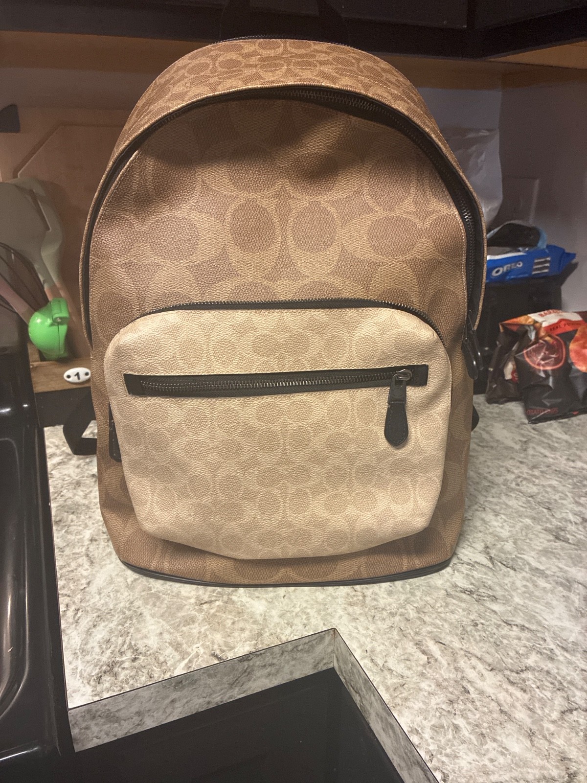 Coach Signature Canvas Backpack Brown/Tan Unisex Backpack Excellent Condition