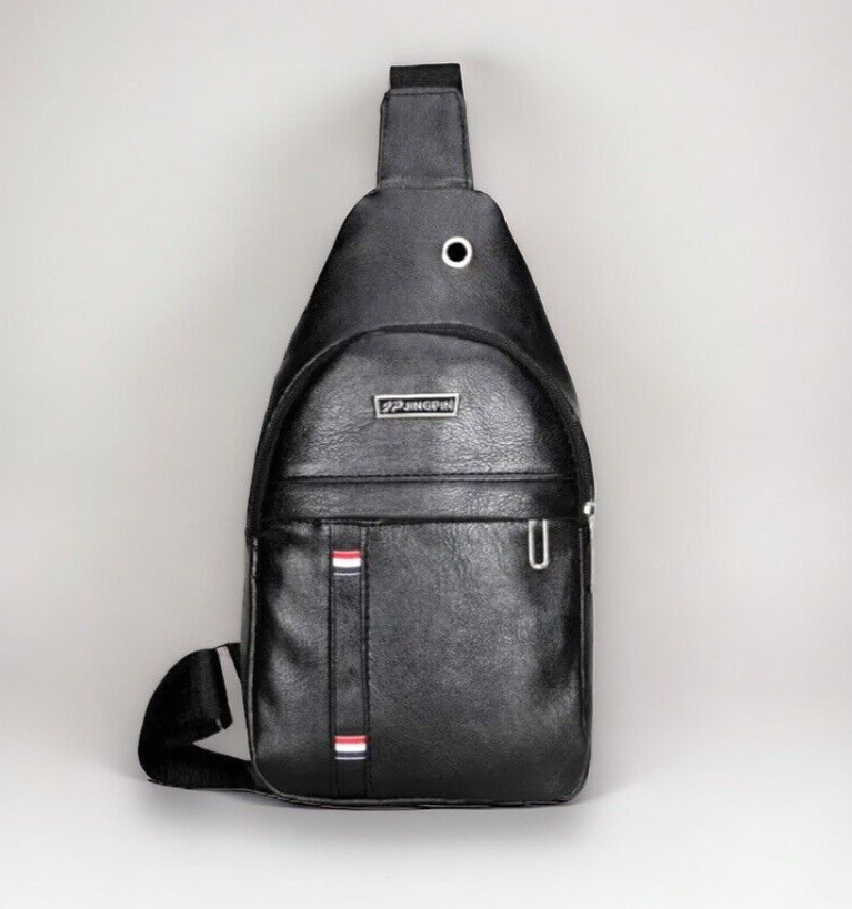 Herren Umhängetasche PU Leder Schulter Brust Rucksack Crossbody Reise Tasche Bag
