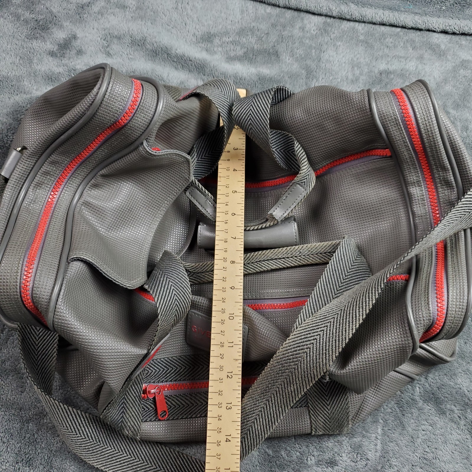 Givenchy Duffle Bag Gray Red Travel Satchel Carry On Overnight