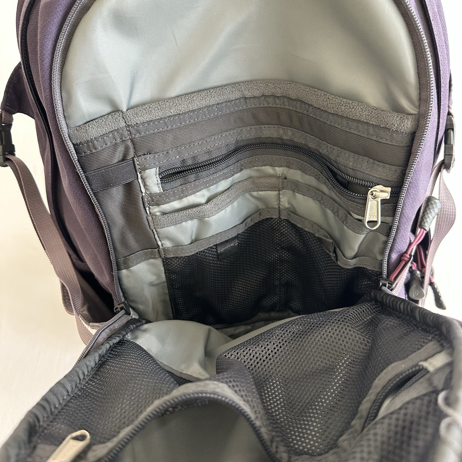 The North Face Surge Backpack Flex Vent Padded Laptop Dark purple and grey