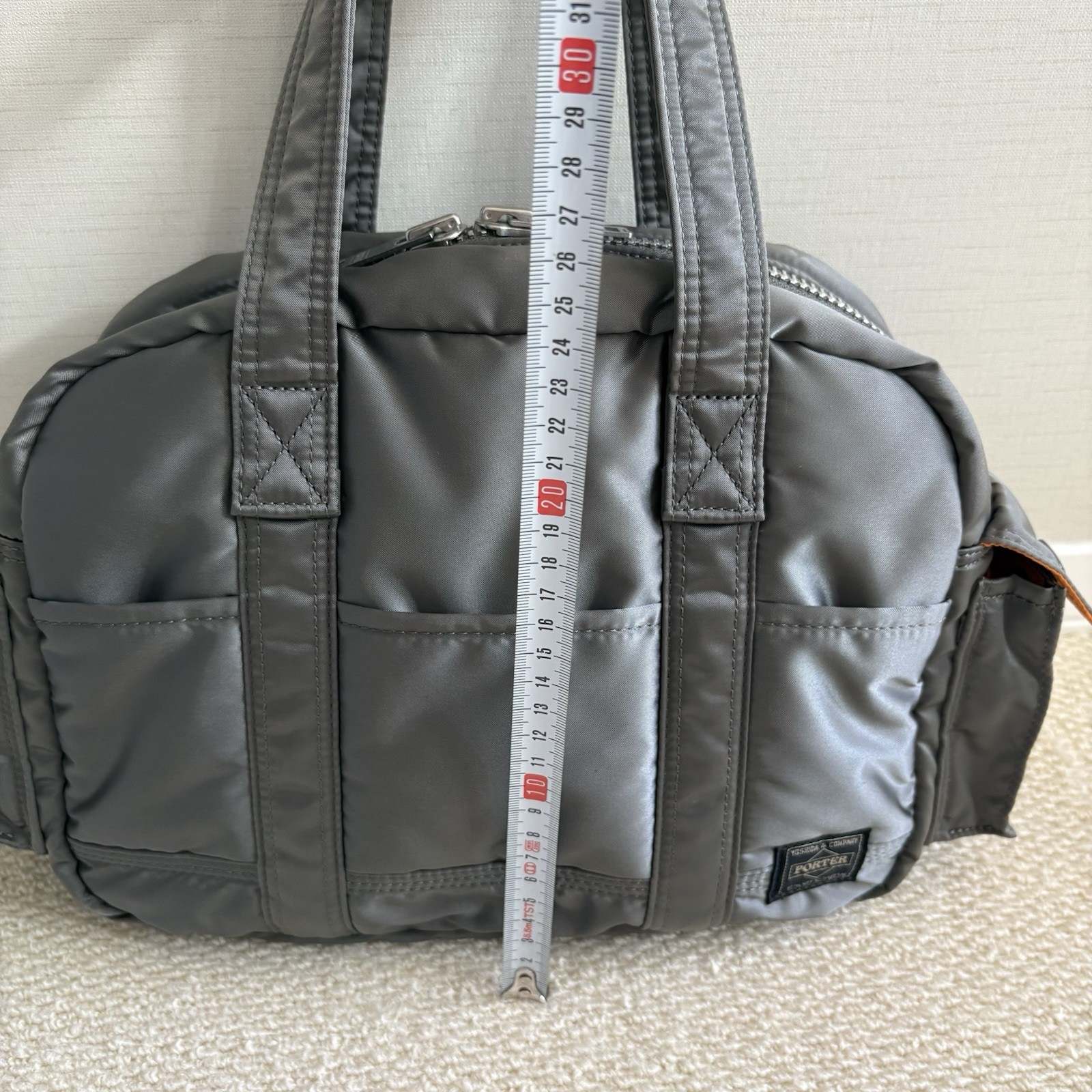 Yoshida PORTER TANKER Boston Bag Silver Gray Unused Japan 30cm×22cm×11cm