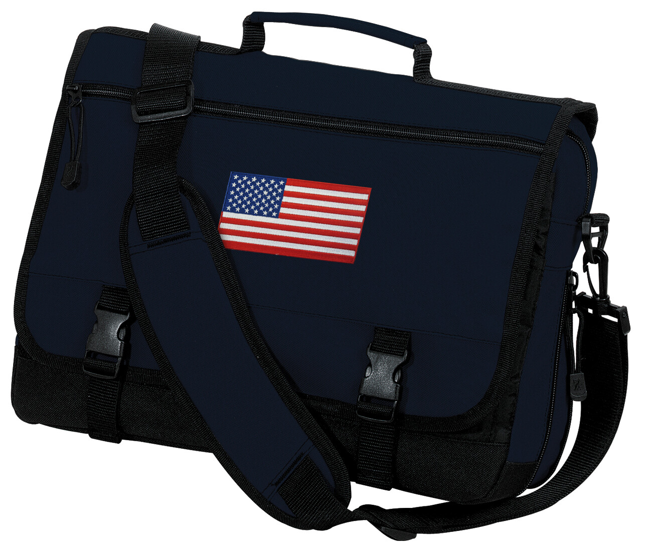 USA Messenger Bag Navy SUPPORT TEAM AMERICA! Computer Bag – LOTS of POCKETS!