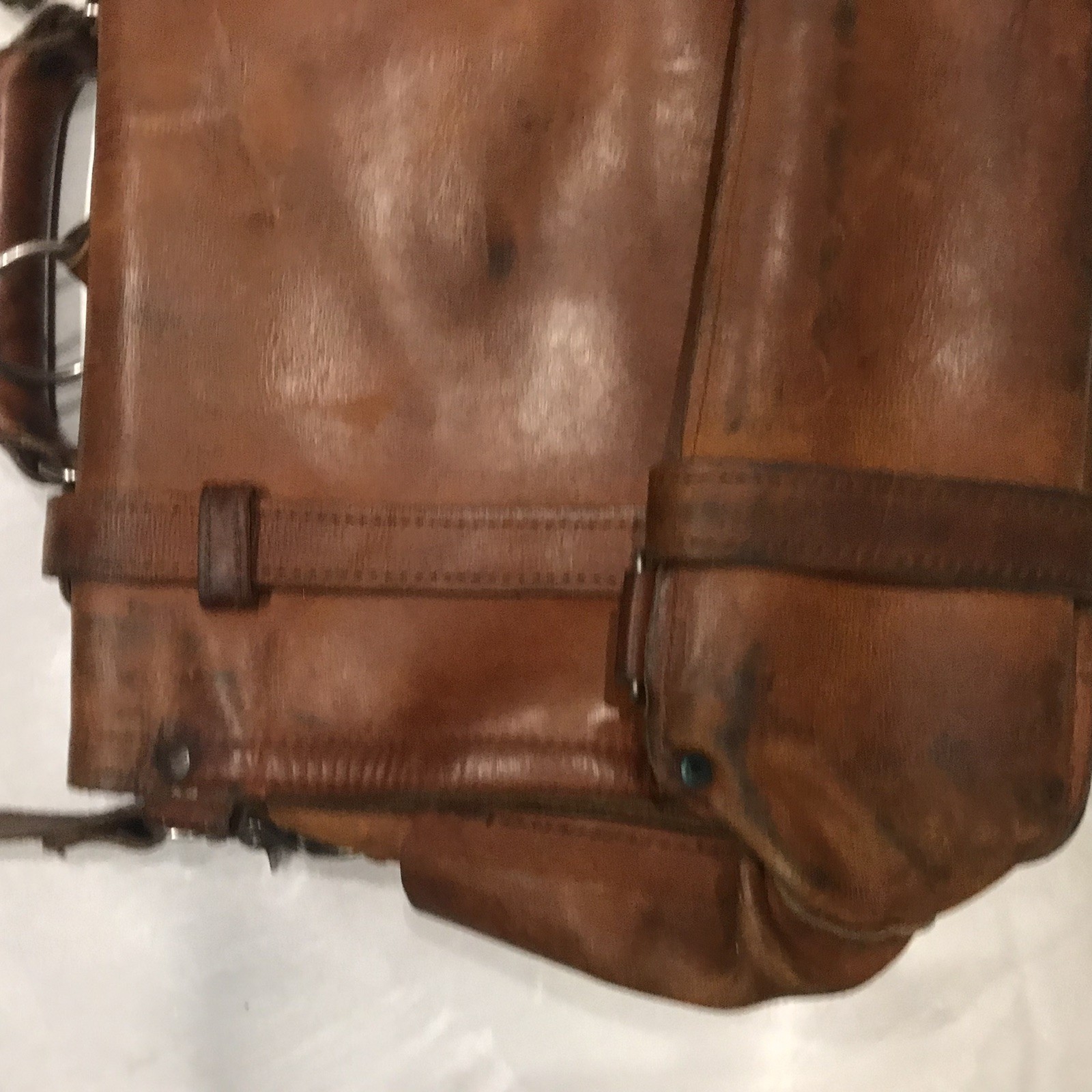 Briefcase Chestnut Leather Cross Body Shoulder Bag with Handle, Straps & Pockets