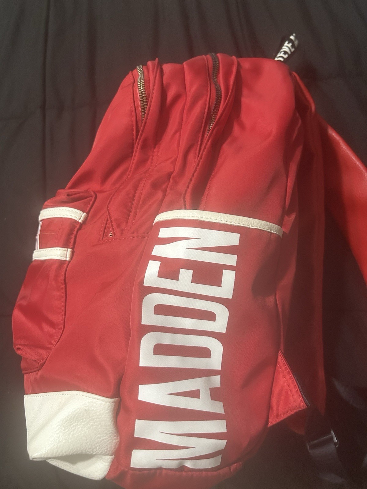 Steve Madden Red/White Medium Backpack, Zipper Closure, Adjustable Strap