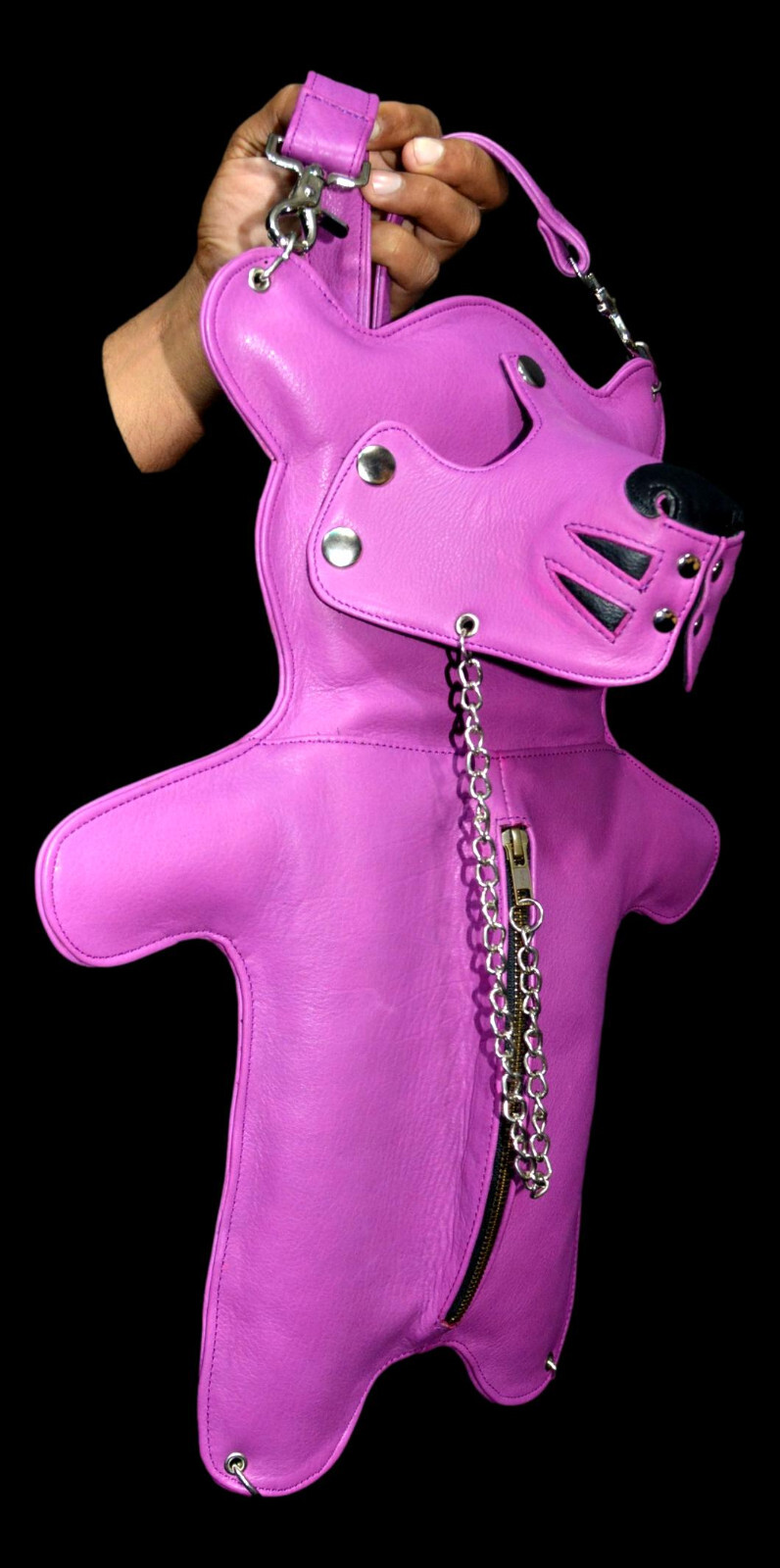 Teddy Bear Doll Backpack Shoulder Pure Leather with leather pockets and straps