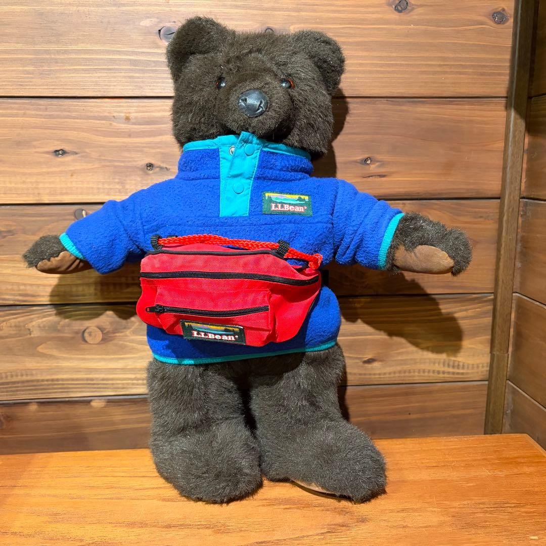 L.L. Bean Teddy Bear Stuffed Toy Blue Snap T Fleece Collab