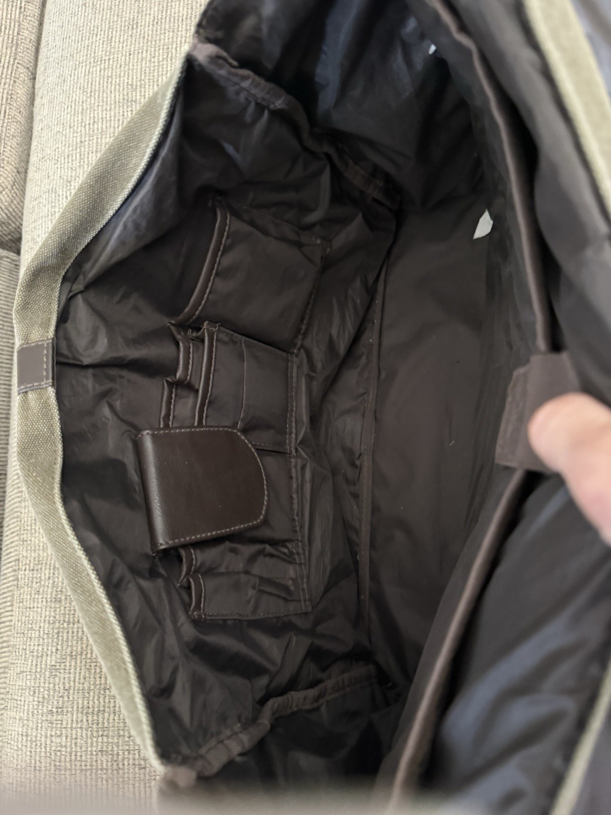 CHAPS Messenger Canvas Laptop Shoulder Bag Elmhurst Business. Green- Brown