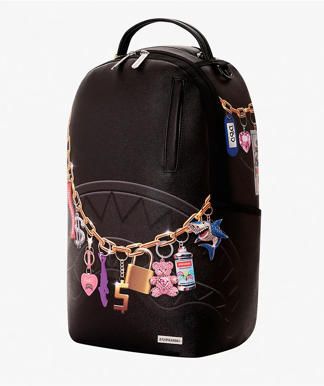 Sprayground Hanging Designer Charms Backpack🔥New Black Bookbag Large School Bag