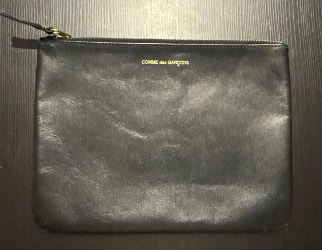 COMME des GARCONS Leather Pouch Black Vintage Men Bag 15cm x 10cm Excellent