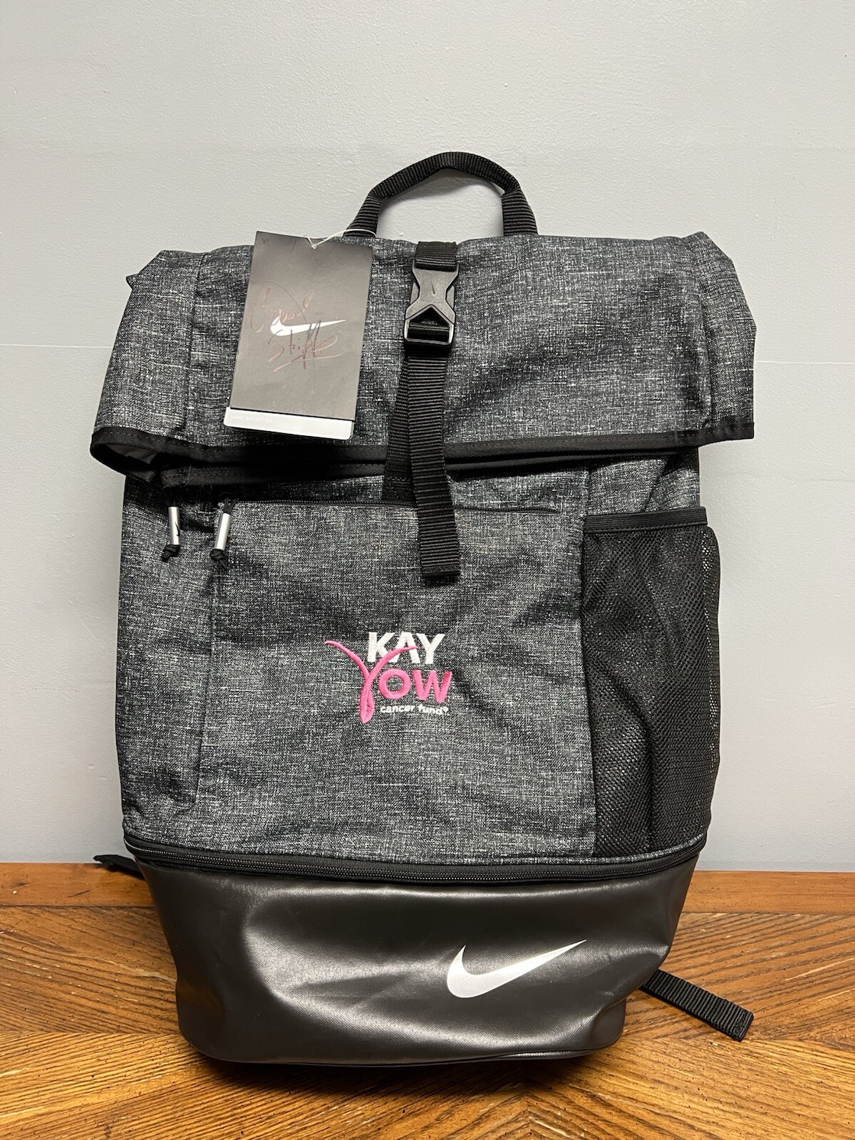 NIKE GOLF Backpack Kay Yow Foundation Charity Bag Gray Pink RARE (pre 2017)
