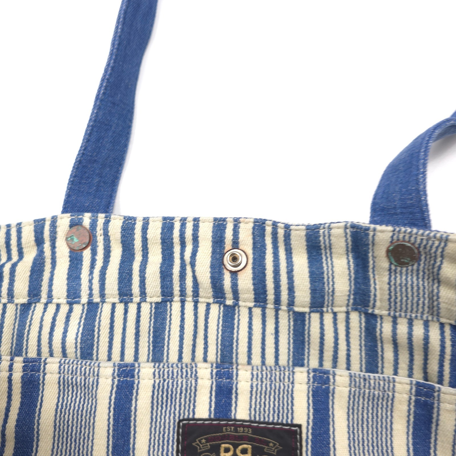 RRL Tote Bag Mens Naval Patchwork Striped Denim Double RL NWT Authentic