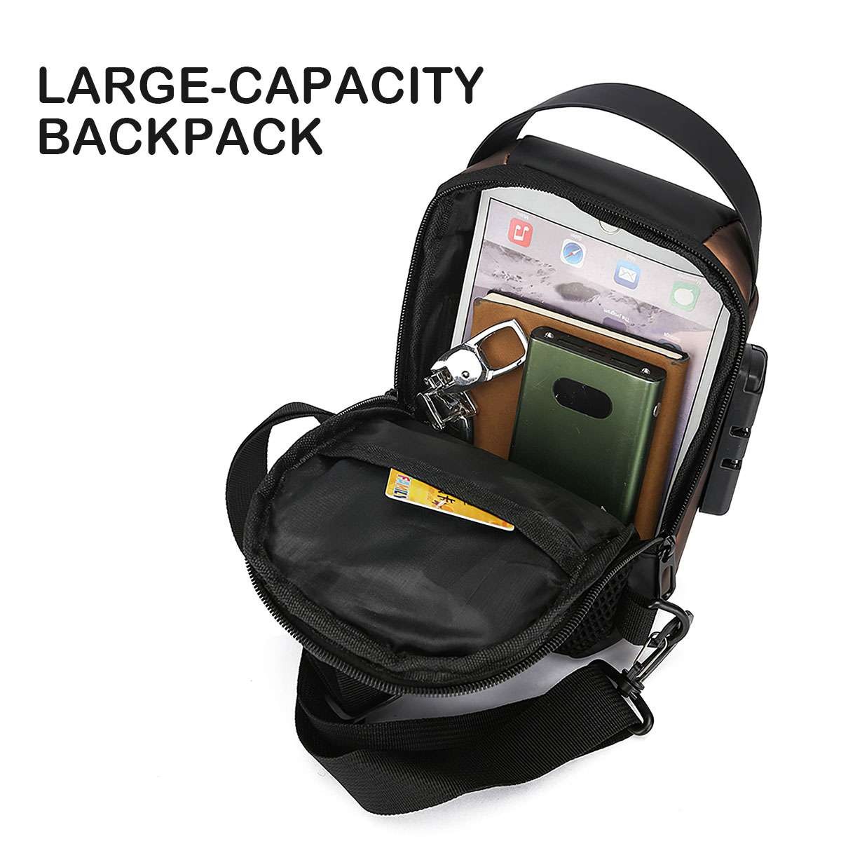 Anti Theft Sling Bag Waterproof Chest Bag Crossbody Backpack w/ USB Charge Port