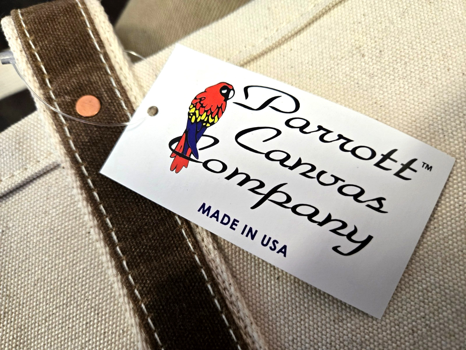 Parrott Canvas Company Tote Bag 20″x 12.5″x 6.5″ Natural/Brown