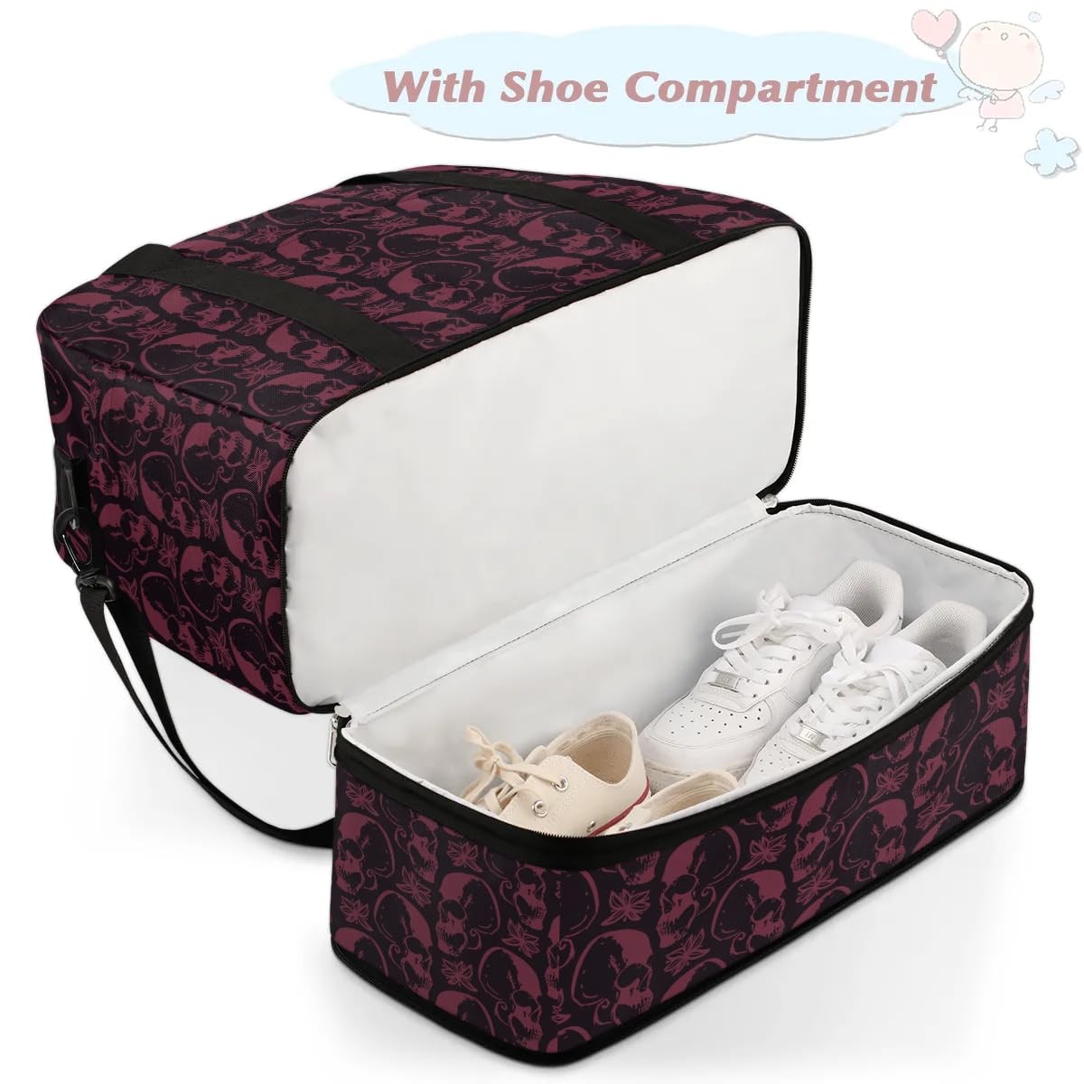 Halloween Spooky Skull Foldable Travel Duffel Bag Tote Carry On Luggage Sport…