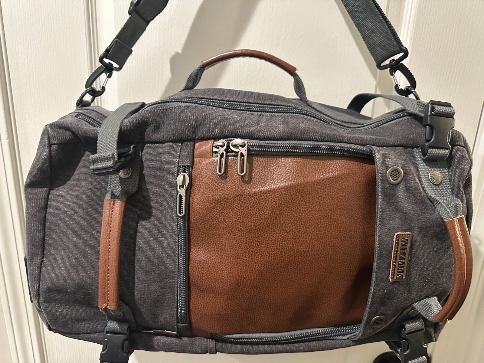 WITZMAN Canvas Travel Backpack Hand Luggage Rucksack Outdoor Hiking Travel