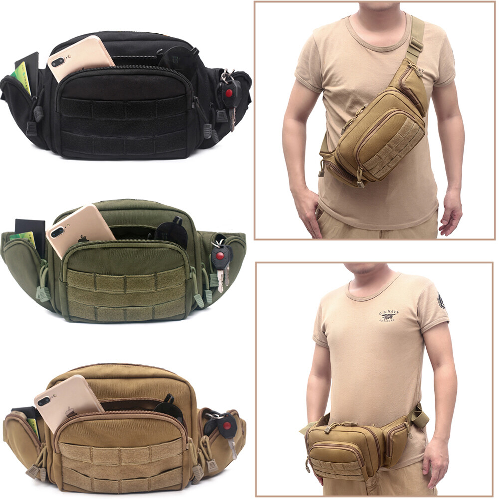 Mens Tactical Chest Bag Concealed Pistol Cases Travel Fanny Pack Molle Pouch USA