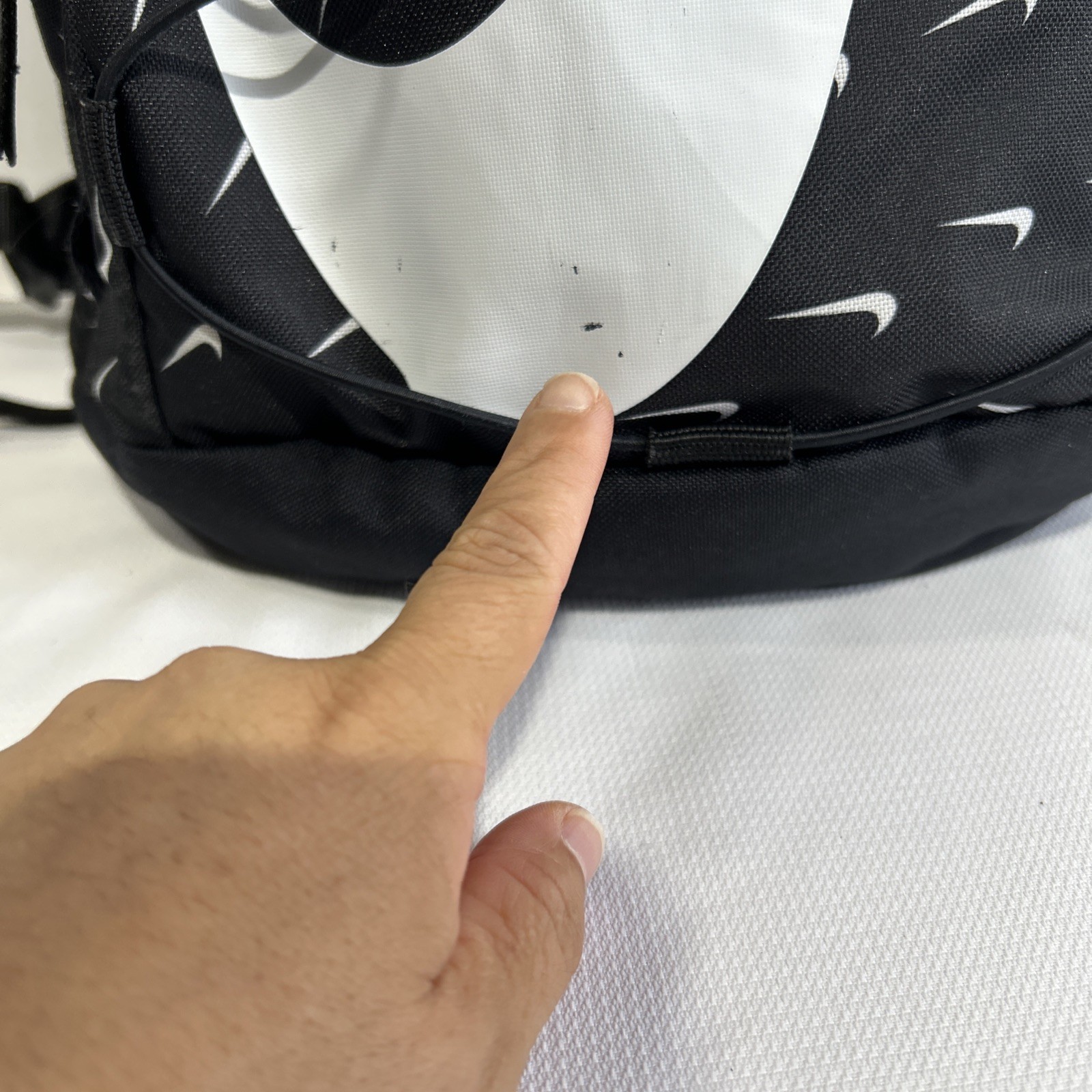 Nike Backpack Black White All Over Swoosh Print School Gym Bag