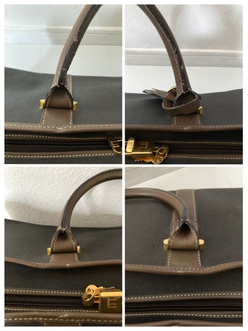 Dunhill Vintage Boston Bag Brown Leather with Lock & Key, 50cm, Classic Design