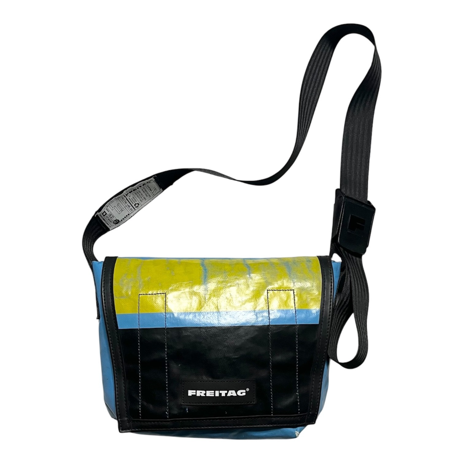 Freitag Messenger Bag Upcycled Truck Tarp Yellow Blue Crossbody