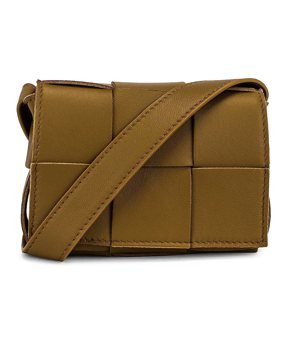 (NO CUSTOMS TAX) BOTTEGA VENETA Candy Cassette mini brown crossbody leather bag