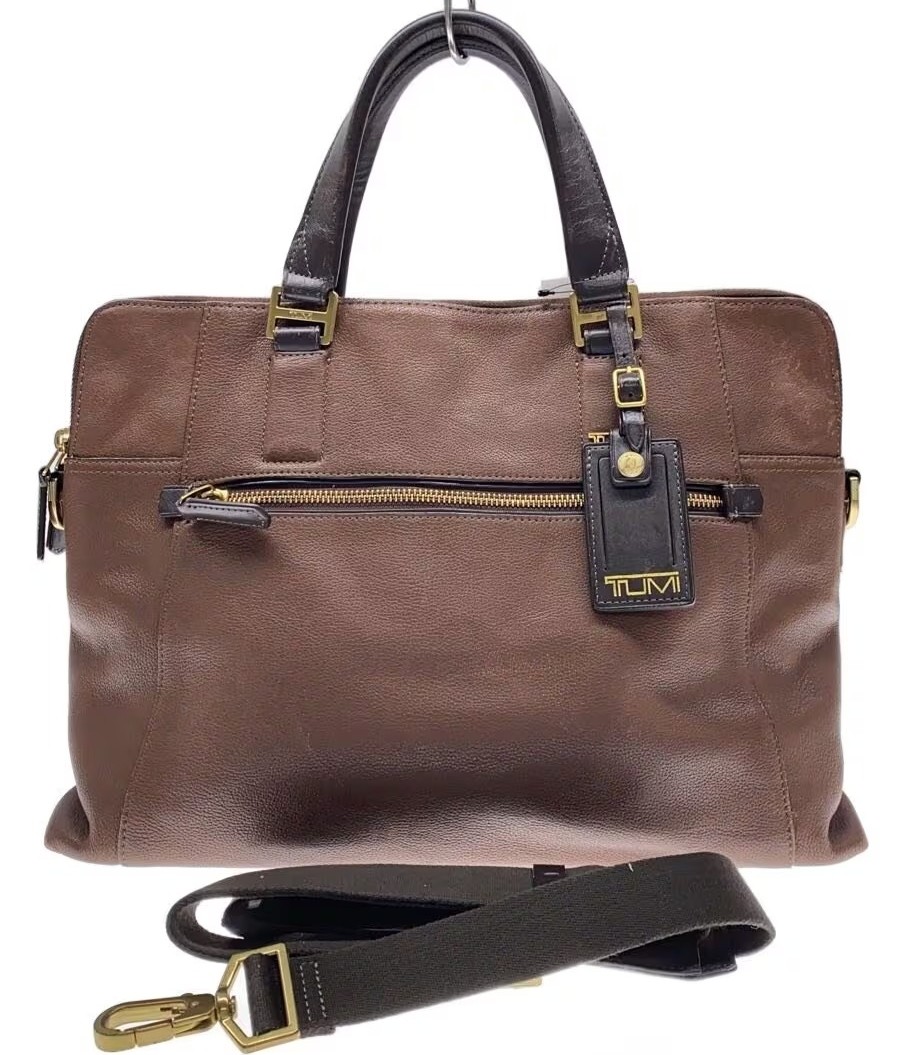 TUMI 2-Way Briefcase Brown Leather Men Business Handbag 68516B