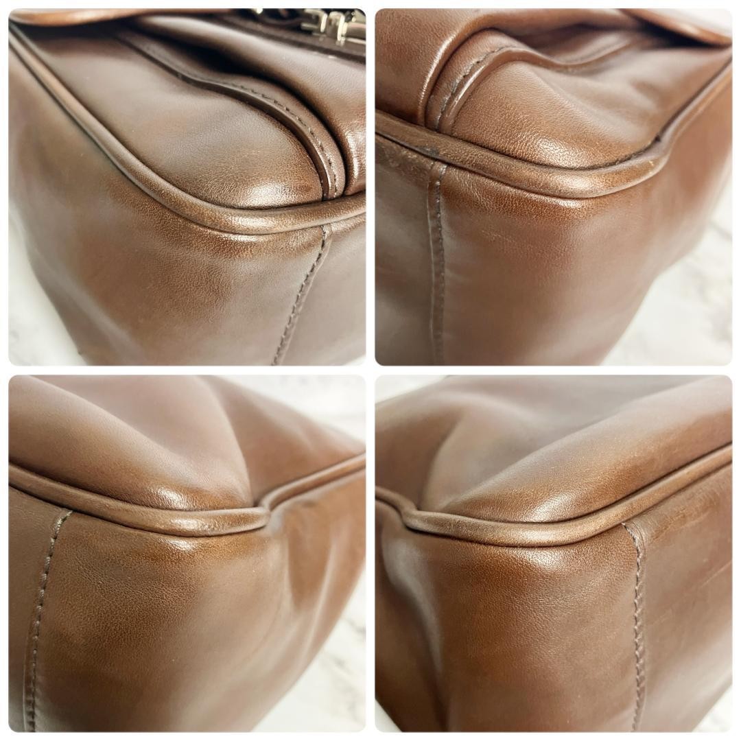 COACH 2way Leather Business Briefcase 5235 Dark Brown 43cm 30cm 14cm Authentic