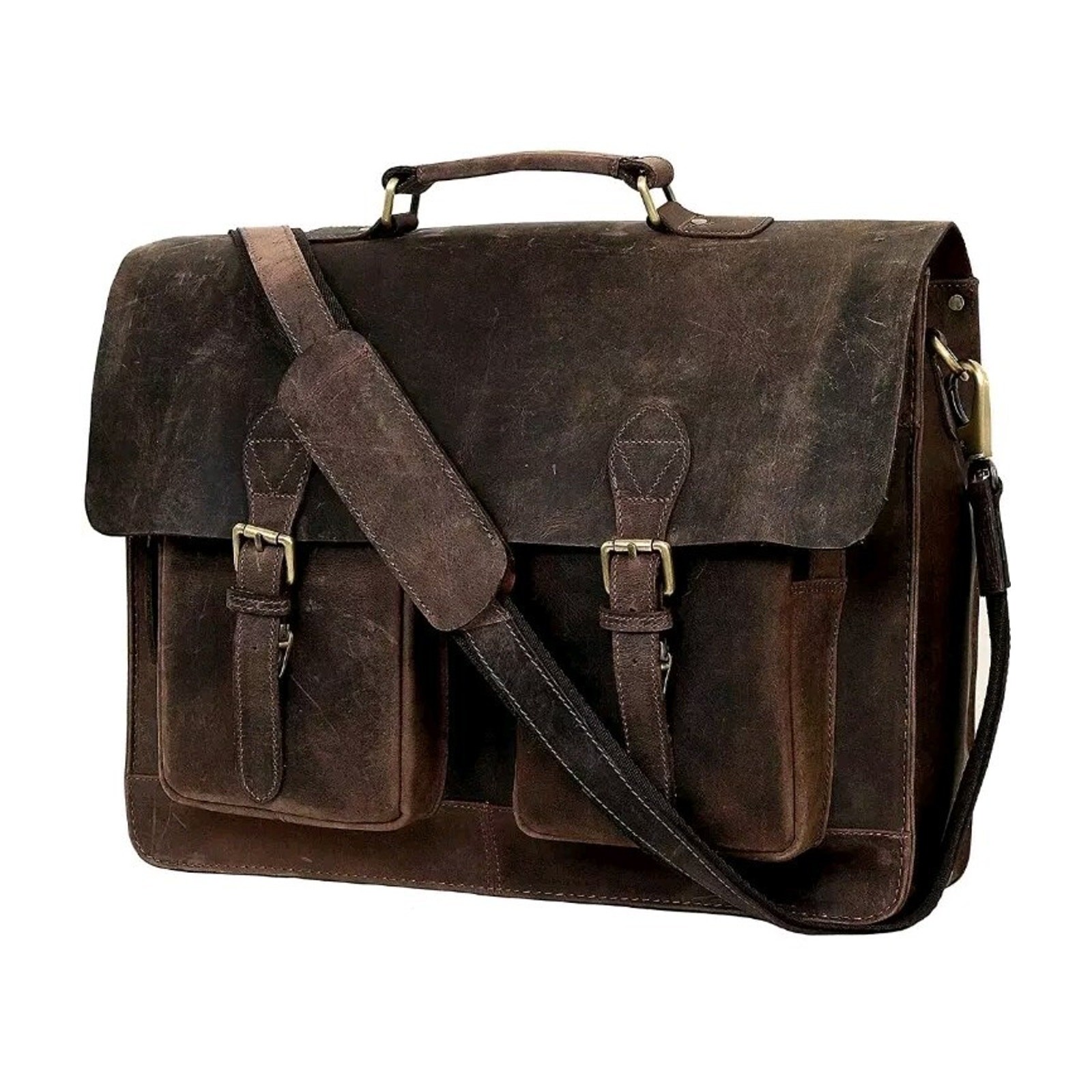 15″ Leather briefcases Laptop Messenger Bags for Men and Women Best Office Bag