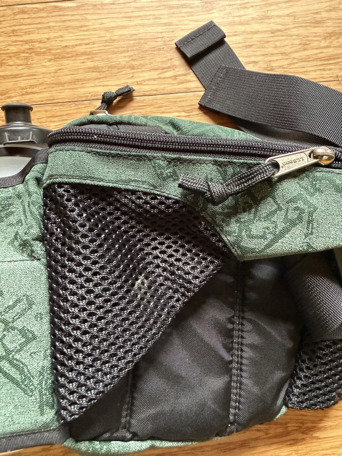 VTG L.L. Bean Fanny Pack Waist Bag Aztec Green Nylon Hiking Water Bottle Pocket