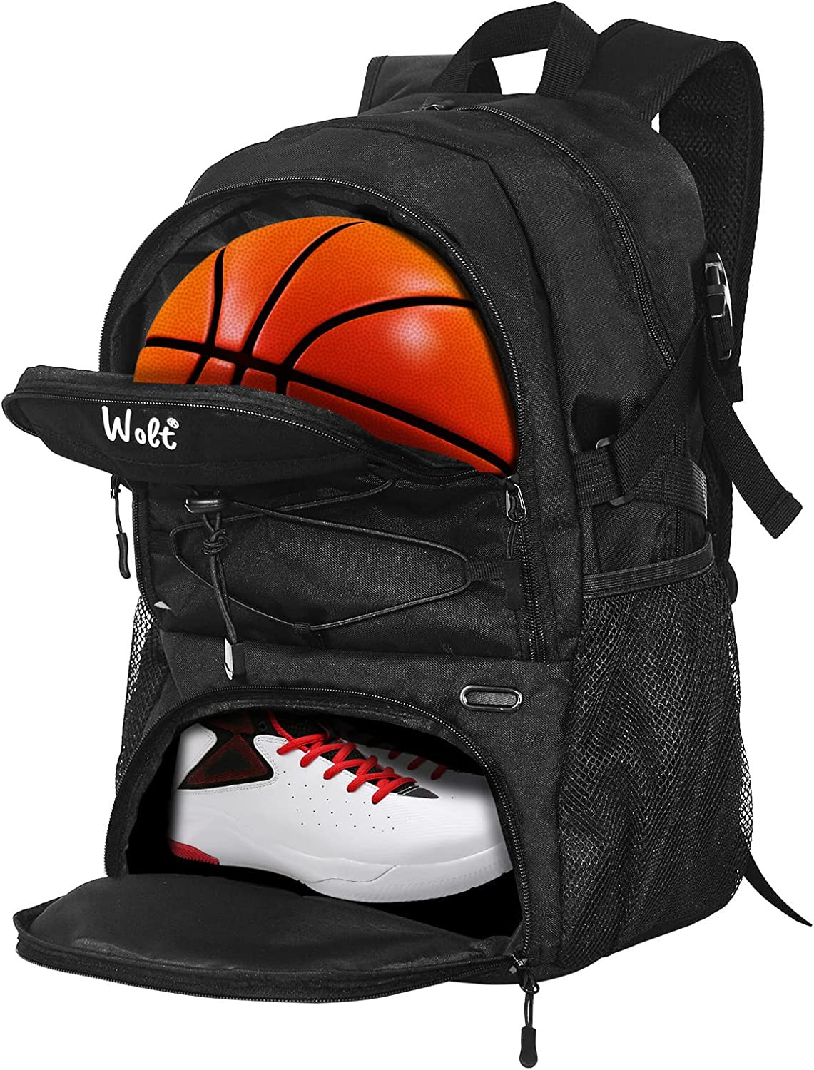 Basketball Backpack Large Sports Bag with Separate Ball Holder & Shoes Compartme