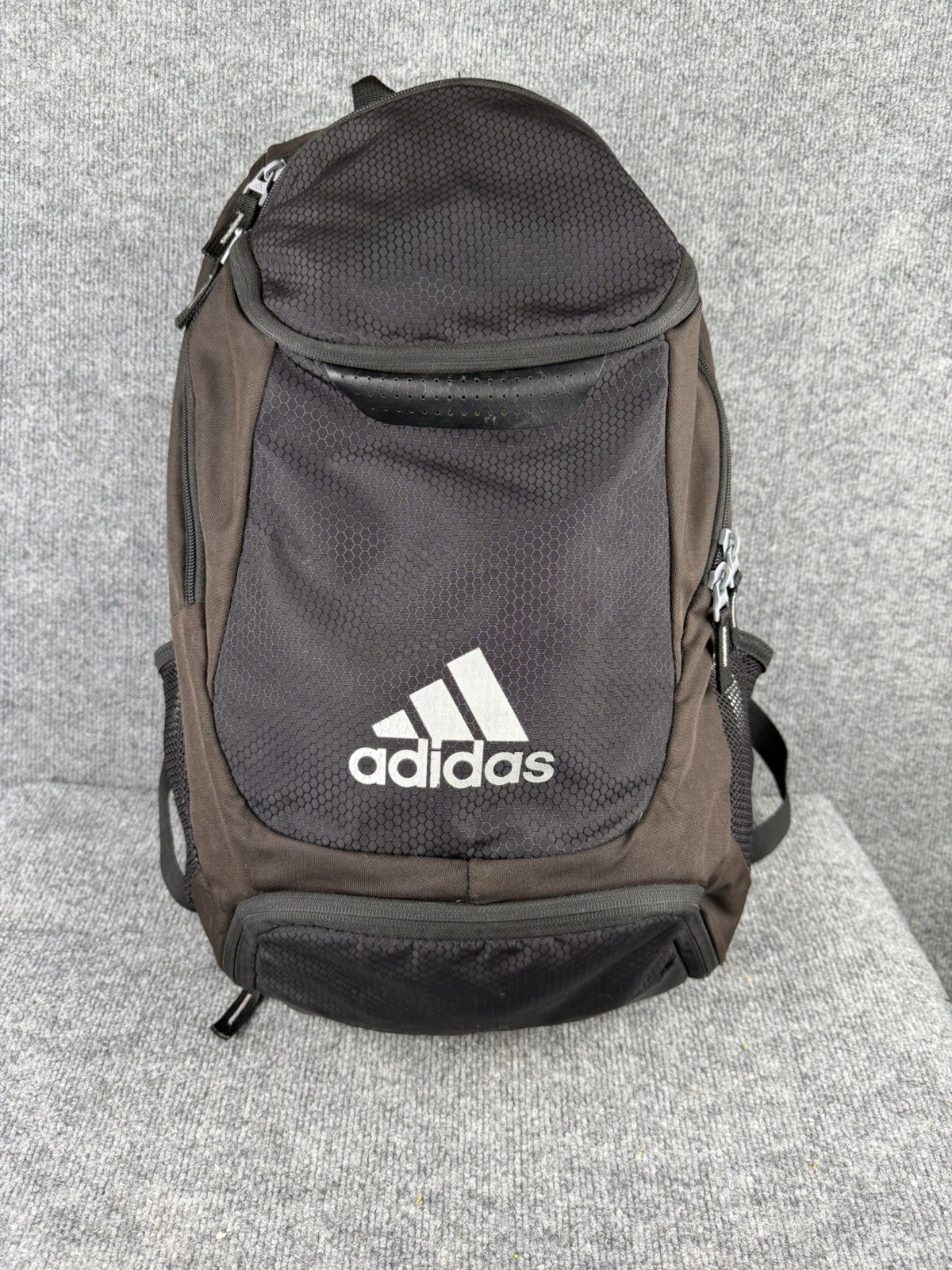 Adidas Men’s Stadium Team Backpack Black/brown/silver Sports Travel Soccer EUC