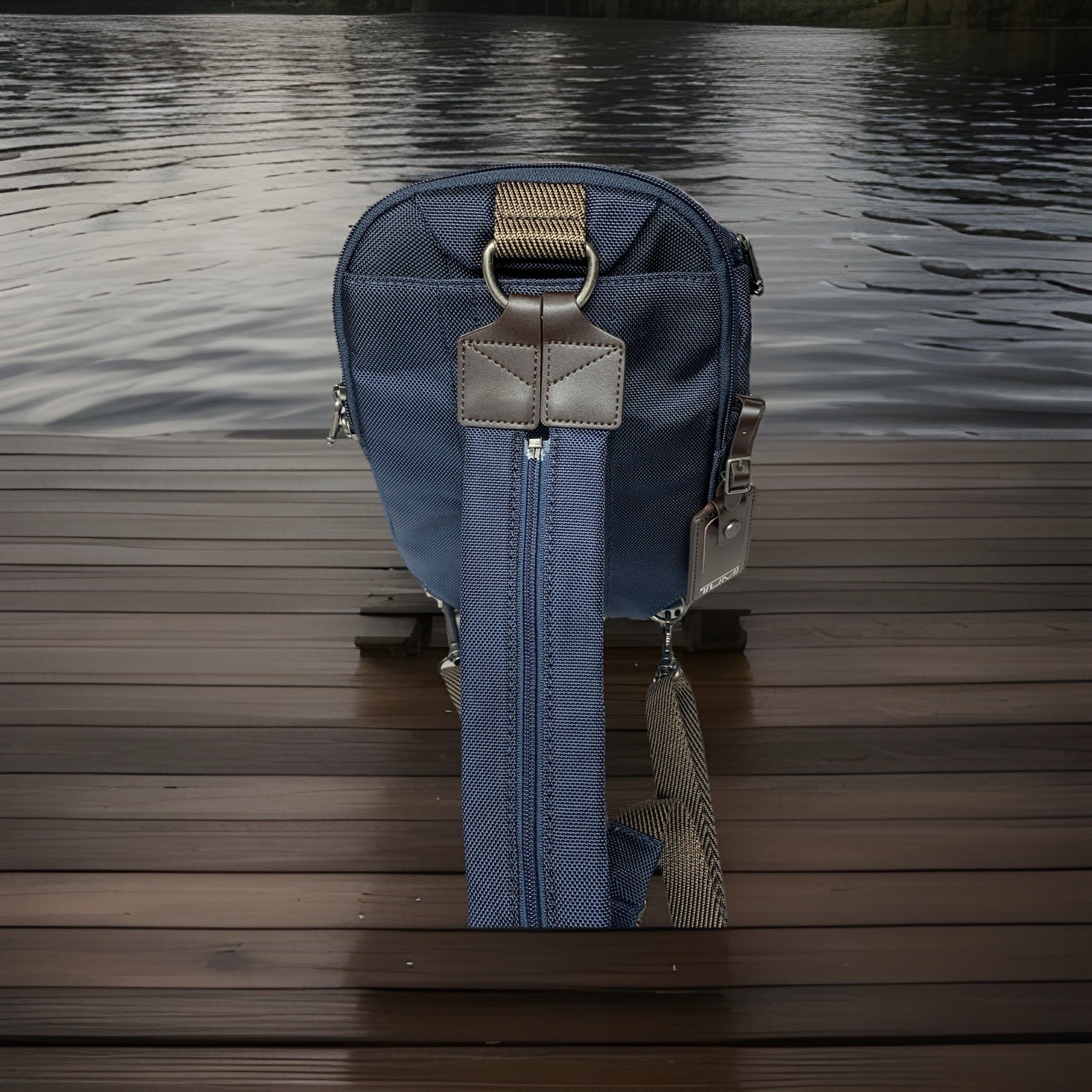 New-Tumi Alpha Bravo Woodland Sling/Backpack $495 Navy