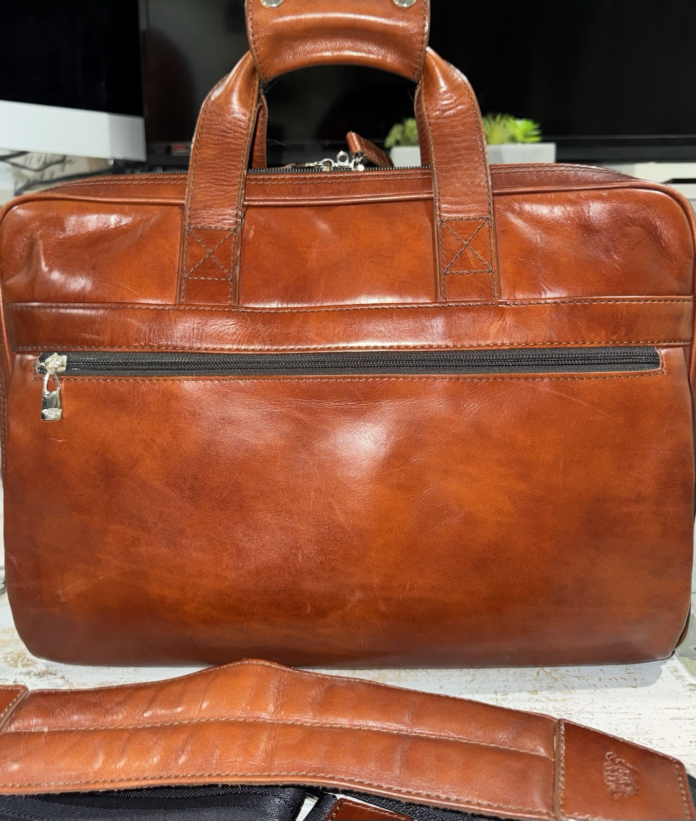 Bosca Old Leather/ Stringer Briefcase/ Italian Leather Luxury/ Large Capacity