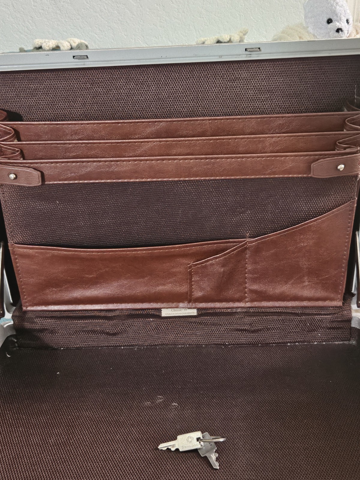 Vintage Samsonite Hard Shell Brown CLASSIC Document Bag Briefcase, 17”x12” Key