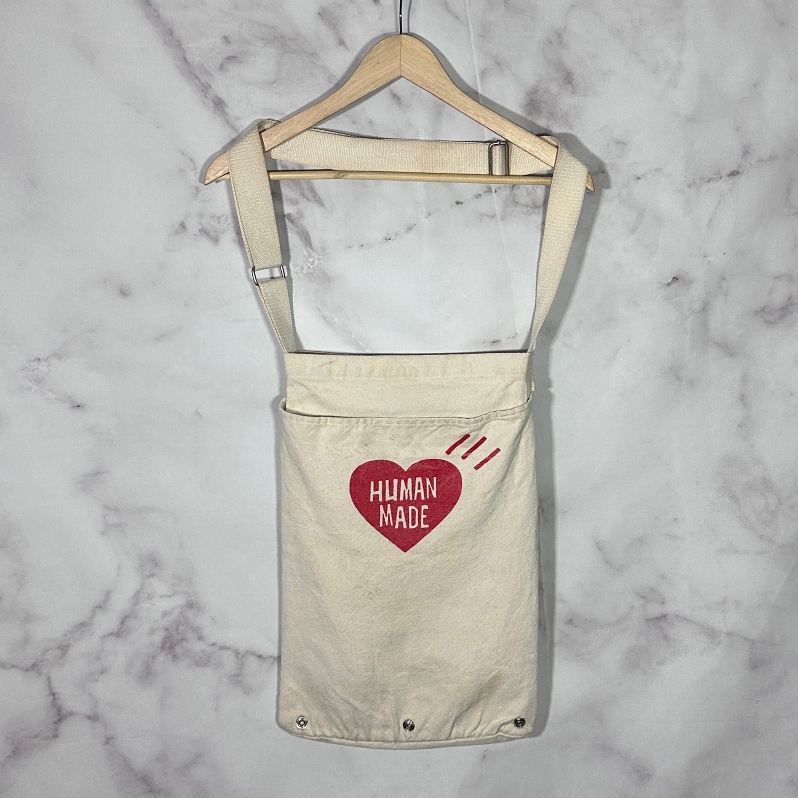 Human Made Tote Bag Cream Canvas Heart Gears Print Pharrell Williams Nigo Japan