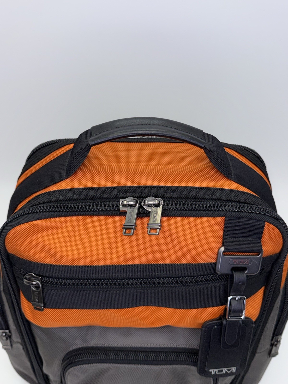 TUMI Alpha Bravo Knox Backpack Orange Gray Ballistic Nylon Laptop Bag MSRP $625