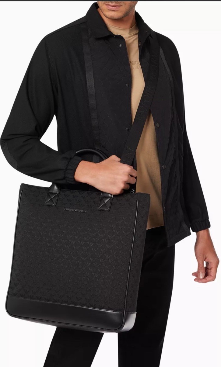 Emporio Armani Eagle Logo Tote Bag in Nylon Jacquard