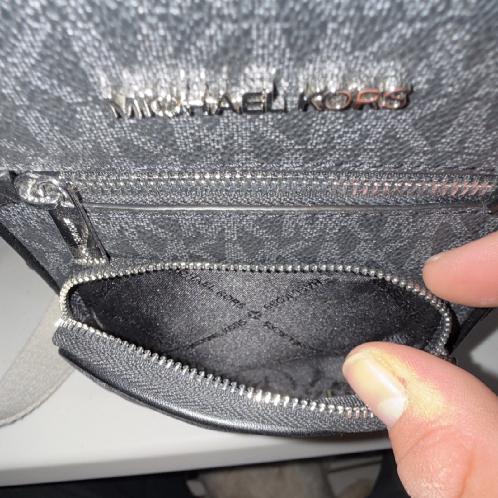 Michael Kors Gray Logo Print Men’s Crossbody Bag with Outer Pockets