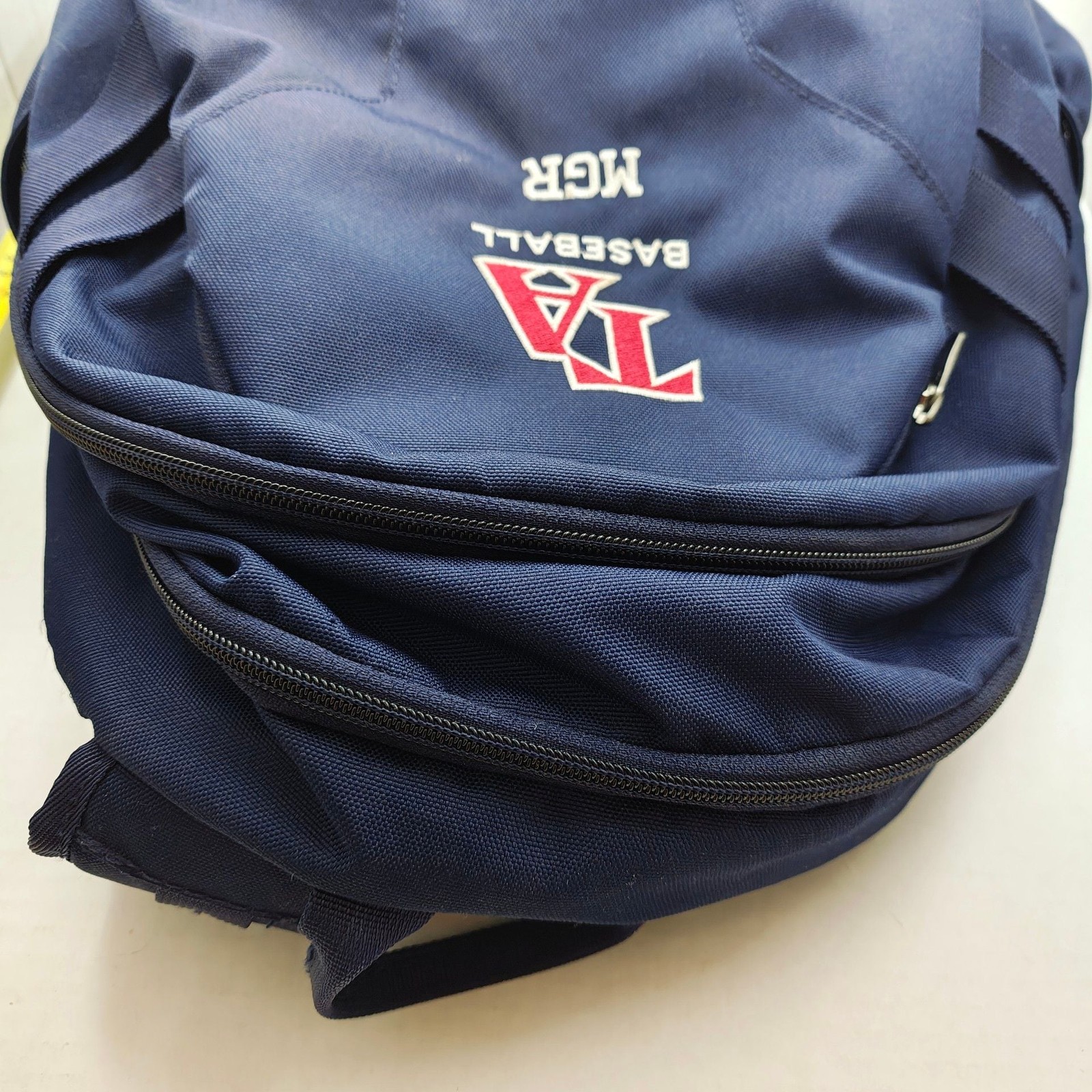 Under Armour Hustle 5.0 Team Backpack Navy Blue UA Storm Baseball Bag MGR Logo