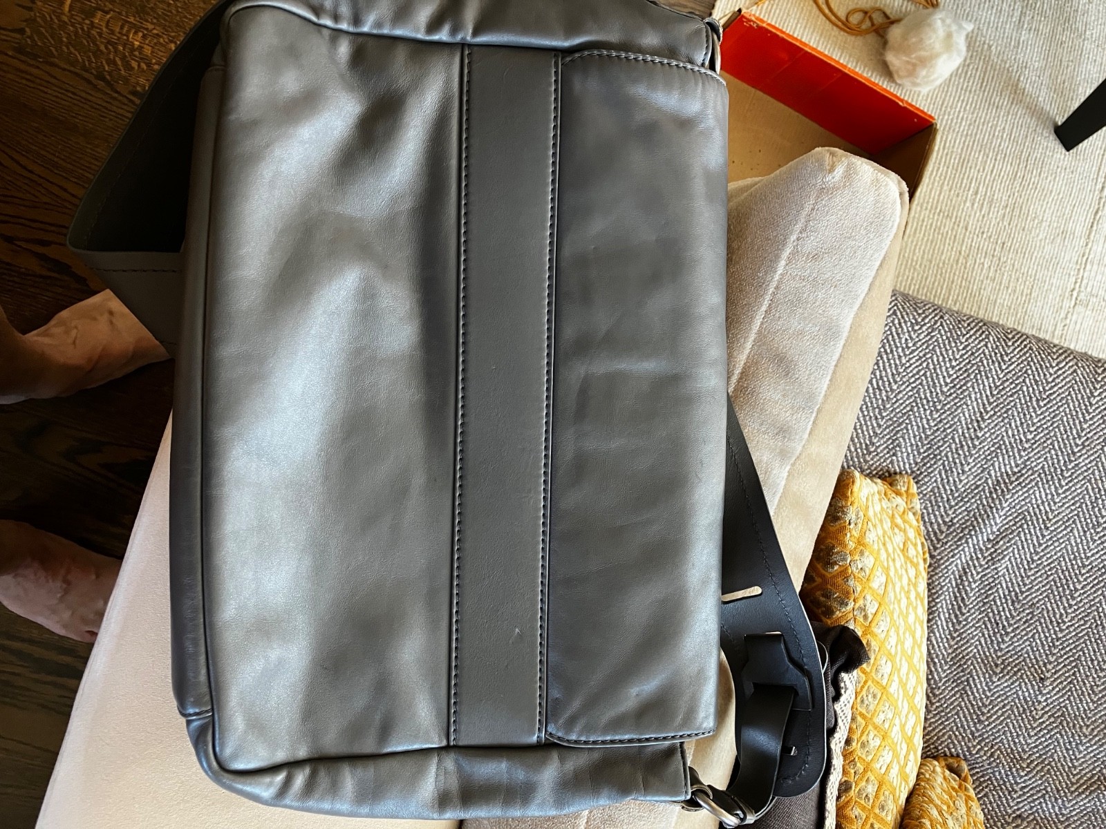 Chanel Men’s Gray Leather Messenger Bag