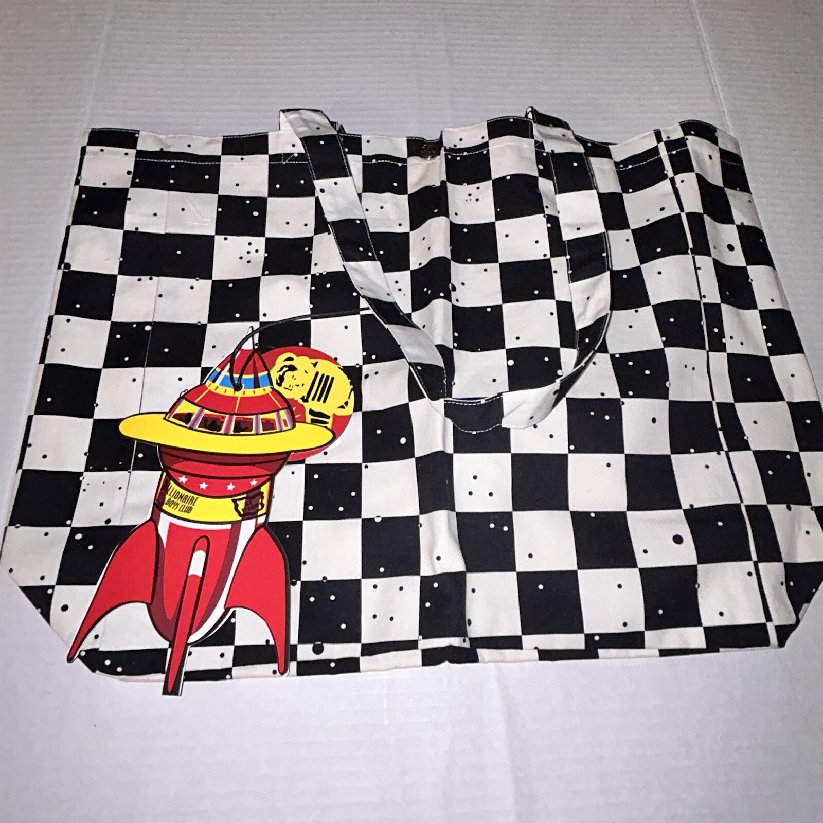 Billionaire Boys Club Black And White Cotton Checkered Tote Season 10