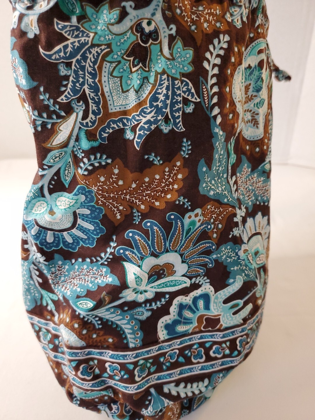 VERA BRADLEY JAVA BLUE DRAWSTRING TRAVEL POUCH PLASTIC LINED Retired Print