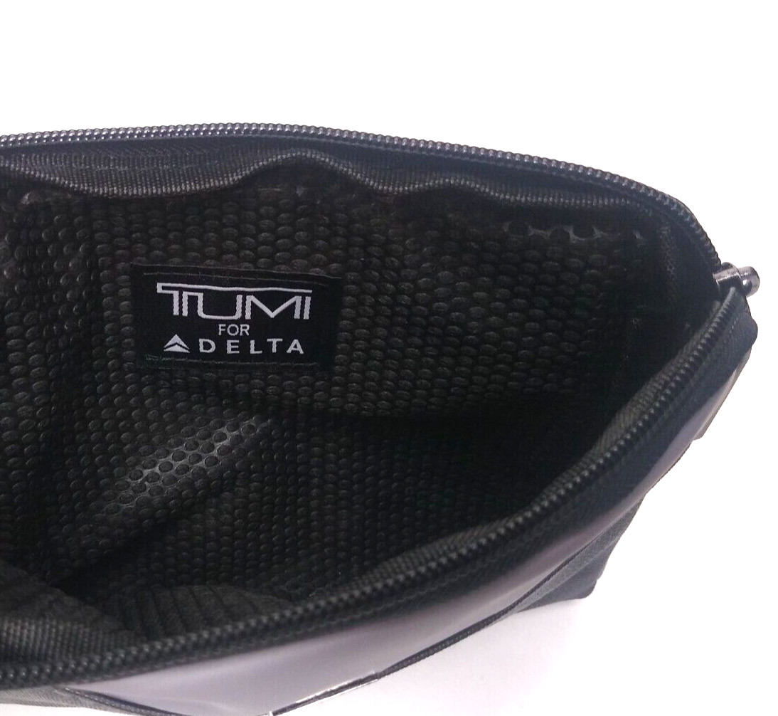 TUMI Delta Bag Pouch Grey Zip Soft Sided Air Travel Pouch, OEM Sleep Mask, New
