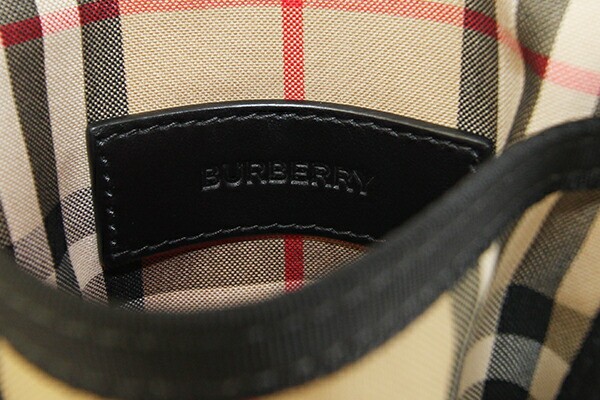Burberry Shoulder Bag 8026664 Beige Black Cotton Polyester Used Crossbody Pouch