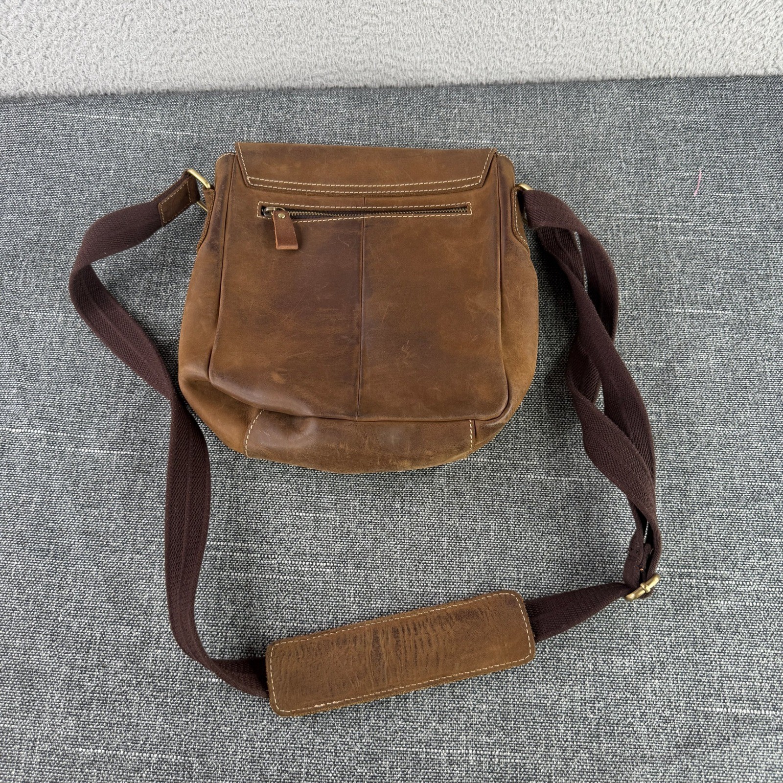 Tiding Messenger Bag Mens Brown Leather Crossbody Flap Satchel Pockets