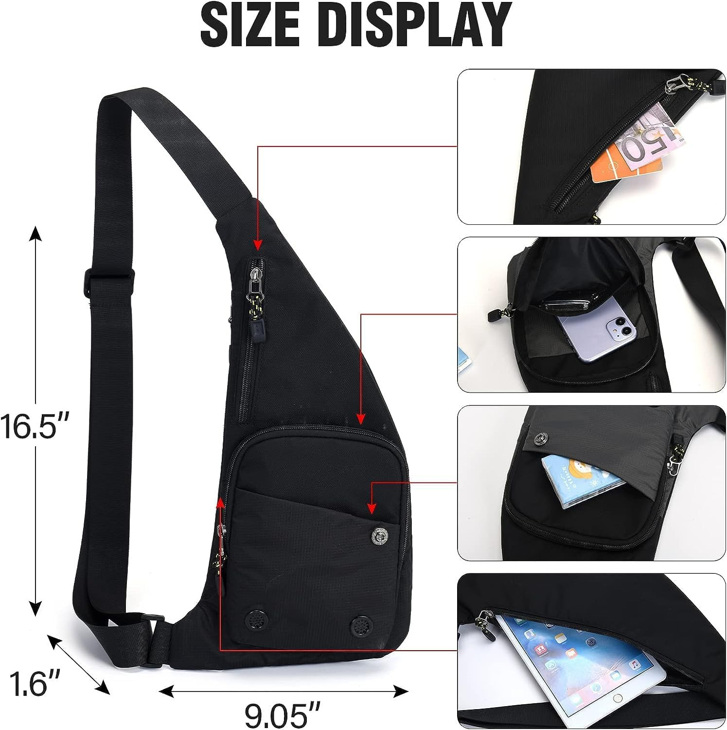 Small Sling Bag For Men Waterproof Crossbody Bag Man Purse Slim Chest Backpac…