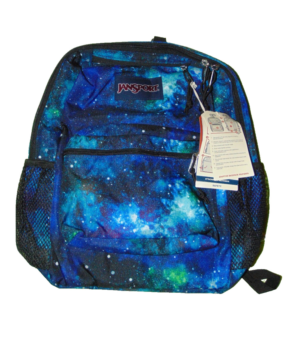JanSport Galaxy Backpack Blue Space Print School Book Bag NWT
