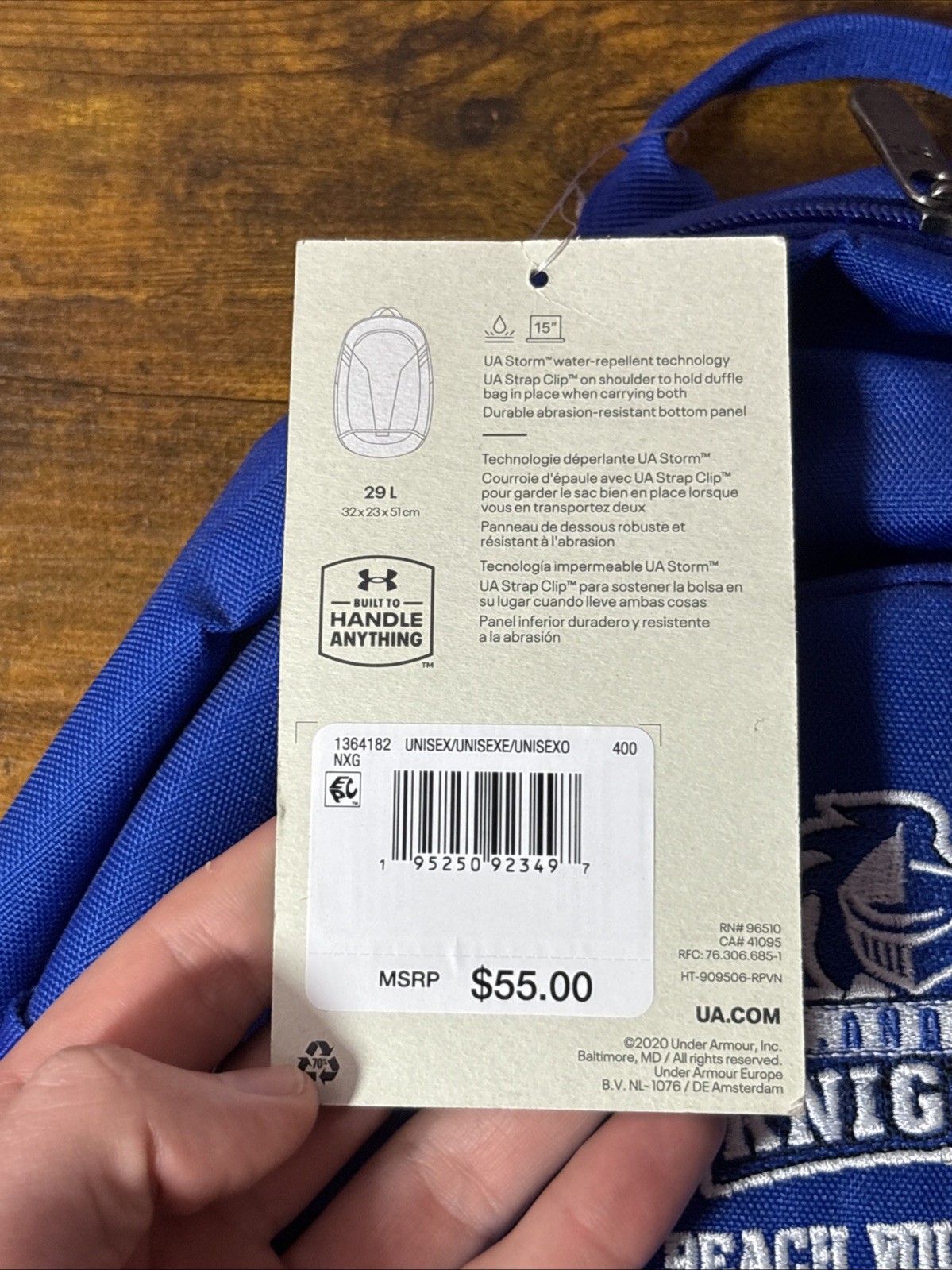 Under Armour Hustle 5.0 Team Backpack Blue – 1364182