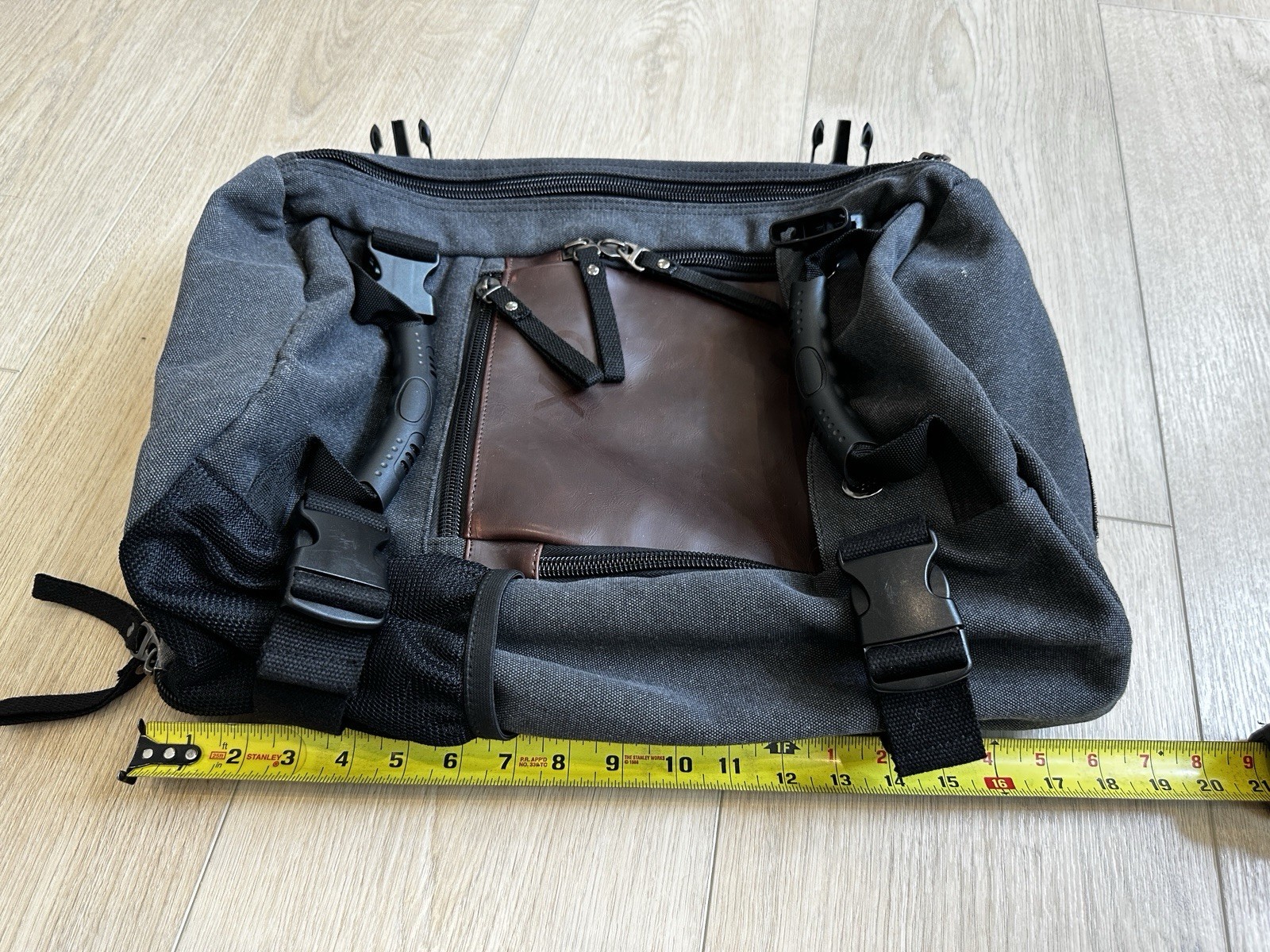 Heavy Duty Canvas Leather Convertible Carry-On Travel Backpack Duffel Bag 28L