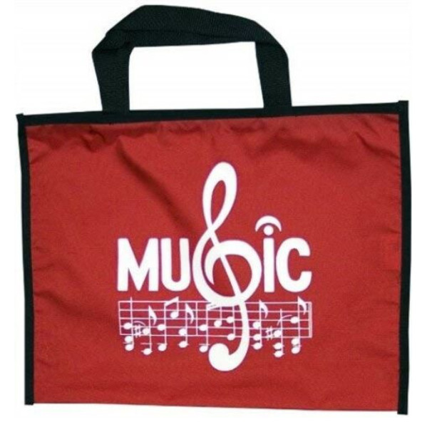 Music Portfolio Bag :G Clef With Music Staff Red 10″ X 15″